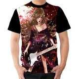 Camisa Camiseta Vocaloid Kagamine Rin Música Guitarra