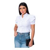 Camisa Camisete Feminina Social Manga Curta Princesa Luxo