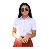 Camisa Camisete Social Feminina Manga Curta Tricoline
