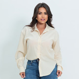 Camisa Camisete Social Feminina Manga Longa Oversized