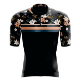 Camisa Ciclismo Feminina Camiseta Blusa Flores