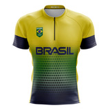 Camisa Ciclismo Infantil Brasil Respirável Profissional Uv 