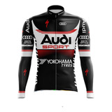 Camisa Ciclismo Manga Longa Bicicleta Audi Ziper Dry Fit Mtb