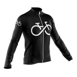 Camisa Ciclismo Manga Longa Bike Ziper Black Dry Fit Mtb