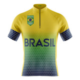 Camisa Ciclismo Masculina Brasil Seleção Pro Tour Uv 50