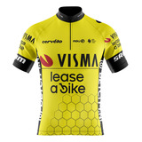 Camisa Ciclismo Masculina Pro Tour Jumbo Visma Amarela Uv50 