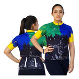 Camisa Ciclismo Sódbike Feminina Nações Brasil Preta