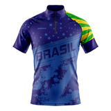 Camisa Ciclista Brasil Camiseta Ciclismo Proteção Solar 50 