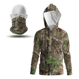 Camisa Com Capuz Camuflada Pesca Bandana Uv50 