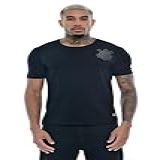 CAMISA CORINTHIANS COM BRASAO FRENTE BORDADO- MASCULINA- PRETA- M