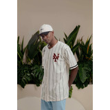 Camisa De Baseball Prison Streetwear Striped New York