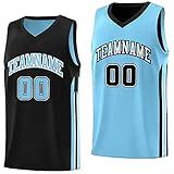 Camisa De Basquete Reversível Personalizada Personalize O Uniforme De Equipe Crie Seu Próprio Nome E Número Para Homens Jovens Preto Azul 18