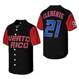 Camisa De Beisebol Masculina Clássica 21 Roberto Clemente Porto Rico World Game Classic Costurada