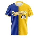 Camisa De Beisebol Personalizada Gradiente Personalizada Costurada Com Seu Nome Número Para Homens Mulheres Jovens Azul Amarelo 50 Tamanho Único