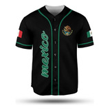 Camisa De Beisebol Preta Do México Personalizável