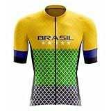 Camisa De Ciclismo Masculina Manga Curta Way Premium Brasil Estrelas Proteção UV Slim Confortável Pro Bike BR Alfa M Regular Brasil Estrelas 