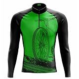 Camisa De Ciclismo Masculina Manga Longa Bike Roda Verde Proteção UV Slim Confortável Pro Bike -BR- Alfa- GG- Regular- Bike Roda Verde-