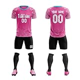 Camisa De Futebol Personalizada Número De Time Esportivo Uniforme De Treinamento Personalizado Camisas De Futebol Para Homens Mulheres Crianças Rosa E Branco 43