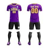 Camisa De Futebol Personalizada Para Homens Mulheres Jovens Uniforme De Treinamento Personalizado Com Qualquer Nome Número Logotipo Do Time Roxo E Amarelo 23 One Size