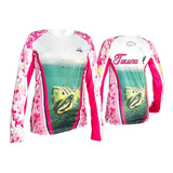 Camisa De Pesca Infantil Rosa Tucunare C Proteção Solar Uv50