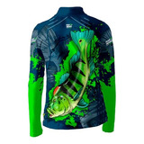 Camisa De Pesca Infantil Tucunaré Azul Mar Negro Fishing