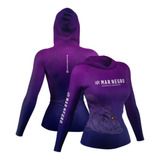 Camisa De Pesca Mar Negro Feminina Proteção 360o C Capuz