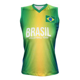 Camisa De Vôlei Brasil Verde E Amarela Feminina