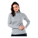 Camisa Feminina Básica Manga Longa Gola Rolê Cacharrel Frio