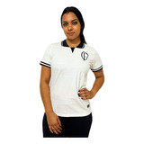 Camisa Feminina Corinthians Polo Retrô Escudo Cp Licenciada