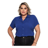 Camisa Feminina Manga Curta Com Botão Ref  15646