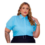 Camisa Feminina Manu Ellas Com Strass Plus Size Curta