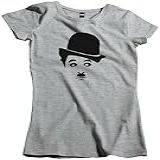 Camisa Feminina Personagem Charles Chaplin Tamanho GG Cor Cinza