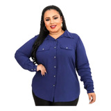 Camisa Feminina Pllus Size Social Viscolinho Moda Evangélica