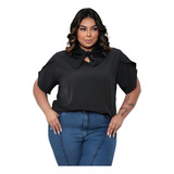 Camisa Feminina Plussize Social Blusa Manga Curta Evangelica