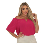 Camisa Feminina Social Duna Batinha Curta Ombro A Ombro Top