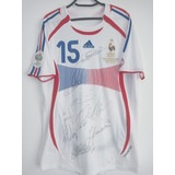 Camisa França Final Copa 2006 15 Thuram Autografada Elenco