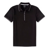 Camisa Gola Polo Armani Exchange Preta Regular Fit Original