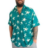 Camisa Hawaiana Plus Size Estampada Tamanhos Grandes Praia