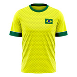 Camisa Infantil Brasil Amarela Oficial Envio