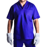 Camisa Jaleco Brim Manga Curta Uniforme Profissional
