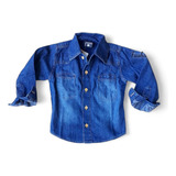 Camisa Jeans Com Elastano Estilosa Infantil Bebê Menino