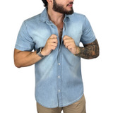 Camisa Jeans Masculina Slim Fit Pronta Entrega