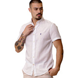 Camisa Linho Manga Curta Camiseta Polo