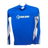 Camisa Lycra Fun Dive Manga Longa  nas Cores Azul E Preta 