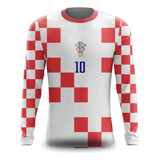 Camisa Manga Longa Croacia Modric Seleçao Copa Do Mundo