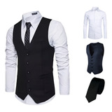 Camisa Manga Longa Masculina Colete Social Slim Gravata