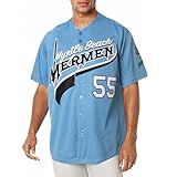 Camisa Masculina 55 Kenny Powers Baseball Jersey Myrtle Beach Mermen Stitched Hipster Hip Hop Sports Shirt 55 Azul G
