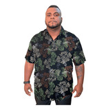 Camisa Masculina C Elastano Estampada Plus Size Extra Grande