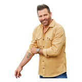 Camisa Masculina Estilo Militar Manga Longa Slim Fit