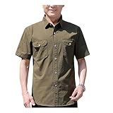 camisa masculina manga curta abotoada camisa cargo verao casual blusa trabalho camisas verde militar large